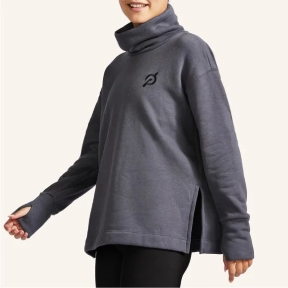 Peloton Sweatshirt Women's Medium Gray Grey Funnel Neck Pullover - Picture 2 of 7